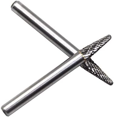 10Pcs/set 1/4 Dia. Rounded Tapered Cone Burrs Heavy Duty Solid Carbide Grinding Heads Chamfering Abrasion Industrial Deburring Rotary Tools for Hard Steel Metal Metalworking