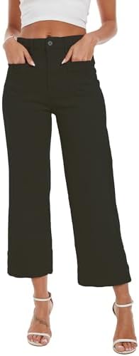 Wide Leg Jeans for Women Trendy High Waisted Flare Jeans Cropped Pants Stretchy Baggy