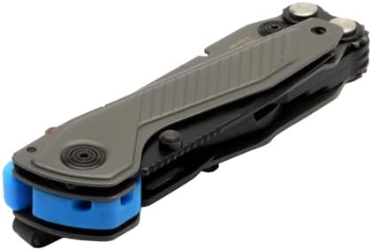 SOG Everyday Daily Solution EDC Flash MT Multi-Tool with CRYO D2 Steel Compact Pocket Size, 7 Tools, Stainless-Steel Housing, Urban Gray & Cyan