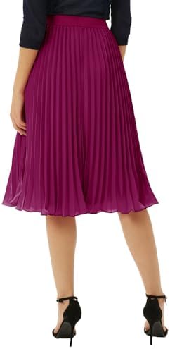 GRACE KARIN Pleated Midi Skirt for Women Chiffon A-Line Outfits