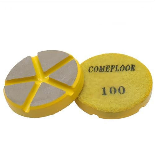 Hybrid Ceramic Transitional Diamond Polishing Pucks for Concrete Terrazzo Floor, 3 Inch Hook and Loop Aggressive Floor Grinding Discs, 100# 9PCS