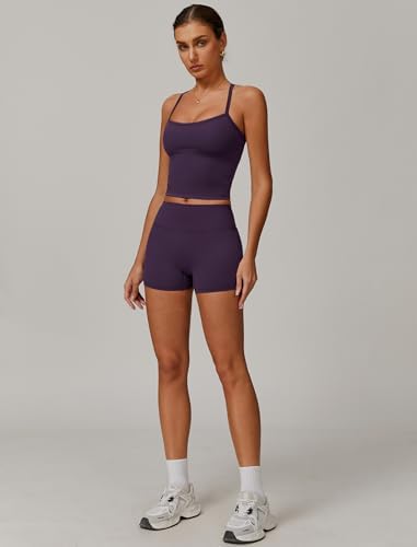 QBGJTD Two Piece Workout Sets For Women Tank Top Matching High Waist Booty Lifting Shorts Gym Yoga Active Wear Outfits