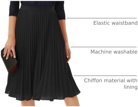 GRACE KARIN Pleated Midi Skirt for Women Chiffon A-Line Outfits