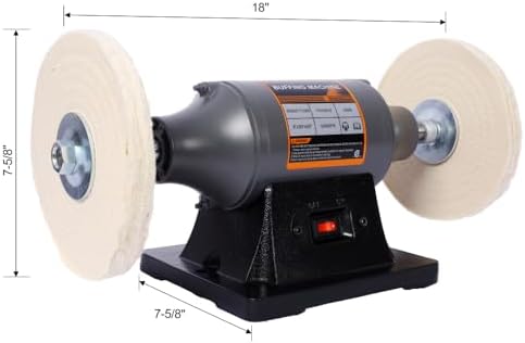 Bench Buffer Polisher – Heavy-Duty 3450 RPM Benchtop Buffing Machine for Jewelry, Metal, Knives, Wood & Jade, 370W Power Grinder with Dual Buffing Wheels & Cast Iron Base (8-Inch)