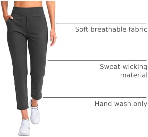 YYV Women's Golf Pants High Waist Stretch Ankle Pants with Pockets