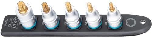 HAZET 992T-SR/5 Smart Rail with Magnetic Base, 5 Slots, Drive: Square 12.5 mm (1/2 Inch), Output: Internal Torx Profile, Plastic Socket Strip for Socket Spanner