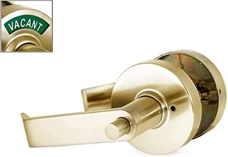VIZILOK ADA Compliant, Single Egress Indicator Privacy Lock C5FD-R Durable ANSI Grade 2 Comp Commercial Right Handed Non Reversible in-Use or Vacant Push Button Lever - Satin Brass