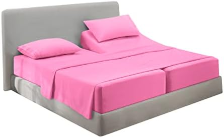 Hearth & Harbor Split King Size Sheets - 5 Piece Bed Sheet Set, Hotel Luxury Double Brushed Bed Sheets - Extra Soft Bedding Sheets & Pillowcases, Split King, Light Pink