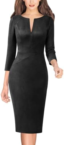 VFSHOW Womens Work Business Office Zipper Up Slim Bodycon Sheath Dress