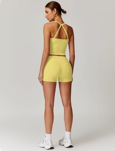QBGJTD Two Piece Workout Sets For Women Tank Top Matching High Waist Booty Lifting Shorts Gym Yoga Active Wear Outfits