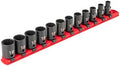 TEKTON 3/8 Inch Drive Impact Socket Set, 12-Piece | SID91110 | (8 - 19 mm), Shallow, 12-Point, Socket Rail