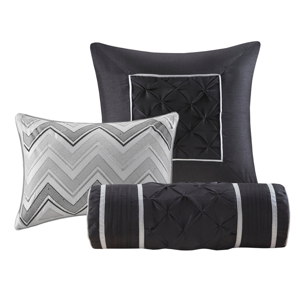 7 Piece Tufted Comforter Set Grey King