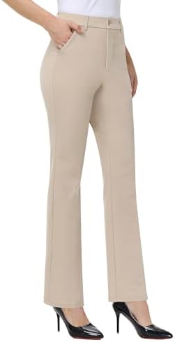 iChosy Women's Stretch Straight Leg Dress Work Pants Business Casual Slacks