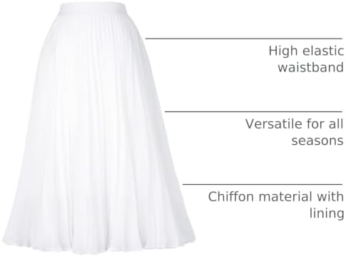 GRACE KARIN Pleated Midi Skirt for Women Chiffon A-Line Outfits