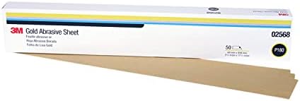3M Gold Abrasive Sheet, 02568, P180 Grade, 2 3/4 in x 17 1/2 in, Black