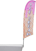Vispronet Ice Cream Small Feather Flag Kit with a Table Clamp – 1.8ft x 6.6ft Flag – Great for Businesses, Storefronts, Markets, and Festivals – Printed in the USA