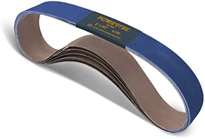 POWERTEC 2x42 Zirconia Sanding Belts, 6PK, 100 Grit 2 x 42 Sanding Belts for 2x42 Belt Sander, Grinder, Belt and Disc Sander, Knife Making, Woodworking, Metal Working (424210Z-6)