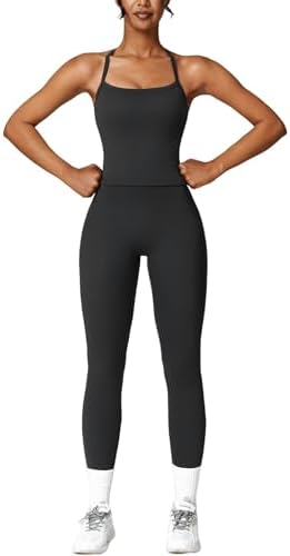 ABOCIW Workout Sets for Women 2 Piece Padded Sports Bra Tank Top High Waist Leggings Sets Gym Yoga Work Out Clothes