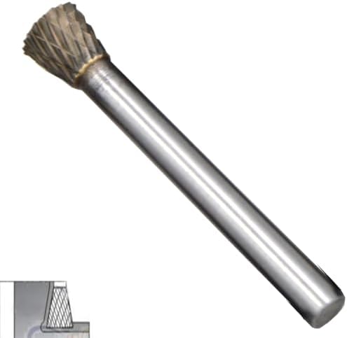 5Pcs/set 1/2 Dia.Inverted Cone Burrs Heavy Duty Solid Carbide Grinding Heads Chamfering Abrasion Industrial Deburring Rotary Tools for Inverted Angle Holes Dovetailed Slots.