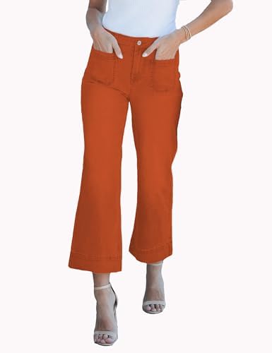Wide Leg Jeans for Women Trendy High Waisted Flare Jeans Cropped Pants Stretchy Baggy
