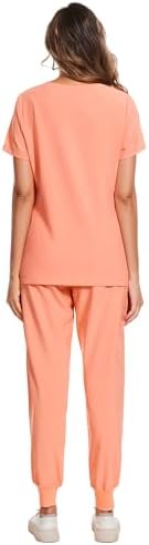 COZYFIT Scrubs for Women Set - Stretch V-Neck & Jogger Pant with 9 Pockets