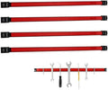 24" Magnetic Tool Holder Strip, 4 Pieces Red Metal Tool Organizer Rack with Stainless Steel Surface, Magnet Bar for Garage Workshop, Easy To Install with Mounting Screws