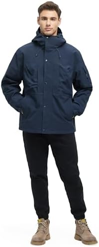 VOPOKER Mens 3 in 1 Winter Coats Waterproof Warm Fleece Jacket With Multi-Pockets