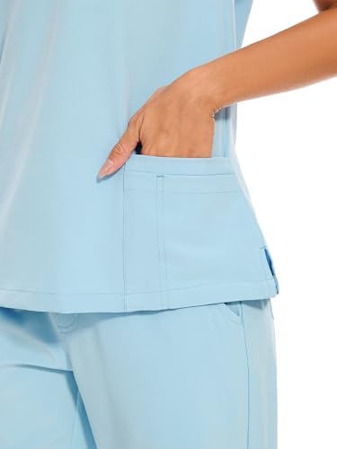 COZYFIT Scrubs for Women Set - Stretch V-Neck & Jogger Pant with 9 Pockets