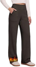 GAYHAY Fleece Lined Wide Leg Pants for Women, High-Waisted with Pockets