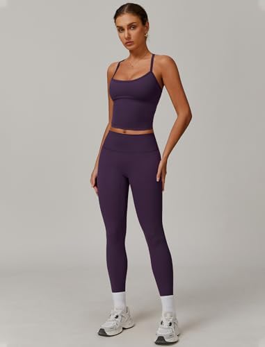 QBGJTD Womens Workout Sets Two Piece Cross Back Tank Top Matching High Waist Leggings Sets Gym Outfits Work Out Clothes