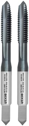 Tools M2 x 0.4 Spiral Point Threading Tap, Metric Machine Threading Tap High Speed Steel Cobalt(HSSCo) with AlTiN Coating, Round Shank with Square End， H2 Tolerance, 2pcs