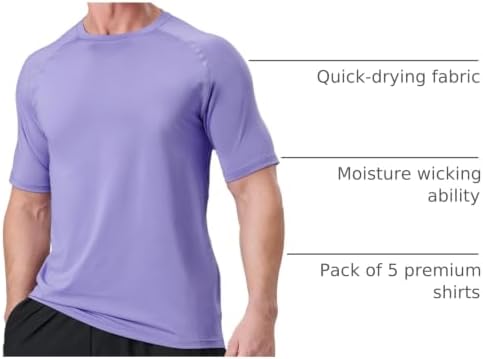 Liberty Imports 5 Pack Men's Active Quick Dry Crew Neck T Shirts