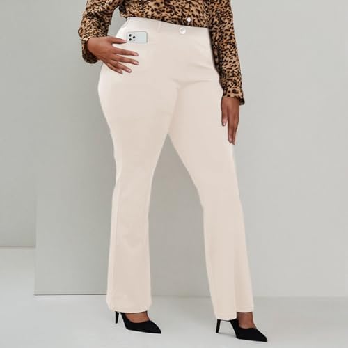 DGD Wrinkle-Free Stretch Dress Pants Plus Size for Women Pull-on Pant Ease into Comfort Office Pant