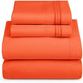 Hearth & Harbor Queen Size Sheets - 4 Piece Bed Sheet Set, Hotel Luxury Double Brushed Bed Sheets - Extra Soft Bedding Sheets & Pillowcases, Queen, Orange Rust