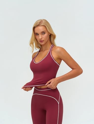 ABOCIW Two Piece Workout Sets for Women Racerback Tank Top Matching High Waist Wide Leg Yoga Pants Pilates Outfits