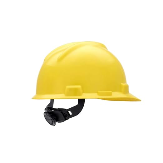 MSA 477479 V-Gard Cap Style Safety Hard Hat With Fas-Trac III Ratchet Suspension | Polyethylene Shell, Superior Impact Protection, Self Adjusting Crown Straps - Small Size in Yellow