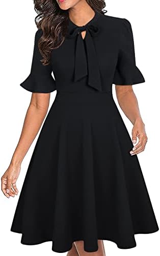 Women Summer Floral Ruffle Sleeve Wear to Work Church Wedding Guest Party Dresses
