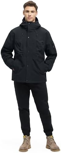 VOPOKER Mens 3 in 1 Winter Coats Waterproof Warm Fleece Jacket With Multi-Pockets