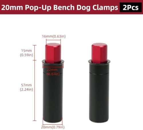 20mm Pop-Up Bench Dog Woodworking Bench Dog Clamp Poping Up Table Baffle Plate Planing Stopper Limit Block for MFT Tables and DIY Projects 2Pcs