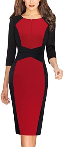 VFSHOW Womens Work Business Office Zipper Up Slim Bodycon Sheath Dress