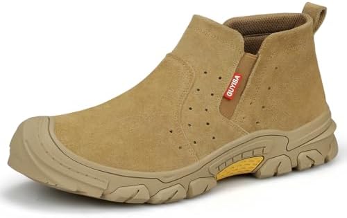 GLANOUDUN Steel Toe Shoes for Men Welding Work - Slip-On, Mid-Top Coverage