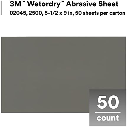 3M Wetordry Abrasive Sheet, 401Q, 02045, 2500+ Grade, 5 1/2 x 9 in