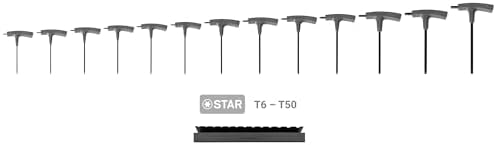 TEKTON Star T-Handle Key Set, 13-Piece | KTT92401 | T6 - T50, Stand