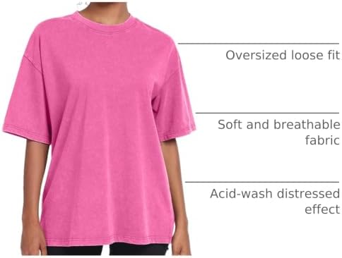 Womens Vintage Oversized T Shirts Acid Washed Baggy Cotton Tee Workout Gym Shirts Boyfriend Short Sleeve Tops
