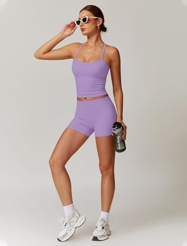 QBGJTD Two Piece Workout Sets For Women Tank Top Matching High Waist Booty Lifting Shorts Gym Yoga Active Wear Outfits