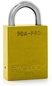 PACLOCK's 90A-PRO Padlock, 1/4" Diameter Hard. Steel Shackle, 3/4" Tall, High Performance 7-Pin Cylinder w/ 1 Key, Keyed Alike, Yellow