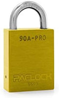 PACLOCK's 90A-PRO Padlock, 1/4" Diameter Hard. Steel Shackle, 3/4" Tall, High Performance 7-Pin Cylinder w/ 1 Key, Keyed Alike, Yellow