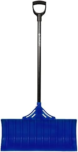 EarthWay Polar Tech 93017 Snow Shovel for Driveway - 26 Inch Blue Shovel with High Impact ABS Resin, Long Fiberglass Handle, Ergonomic D Handle, Quick Assembly