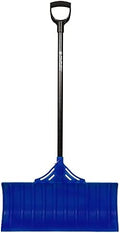 EarthWay Polar Tech 93017 Snow Shovel for Driveway - 26 Inch Blue Shovel with High Impact ABS Resin, Long Fiberglass Handle, Ergonomic D Handle, Quick Assembly