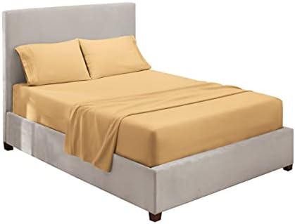 Hearth & Harbor Twin Size Sheets - 3 Piece Bed Sheet Set, Hotel Luxury Double Brushed Bed Sheets - Extra Soft Bedding Sheets & Pillowcases, Twin, Camel Gold